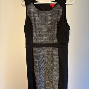 ELLE Black and Gray Textured Panel Midi Dress